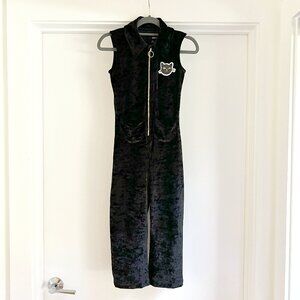 Mini Rodini Velour Cat Jumpsuit in Black